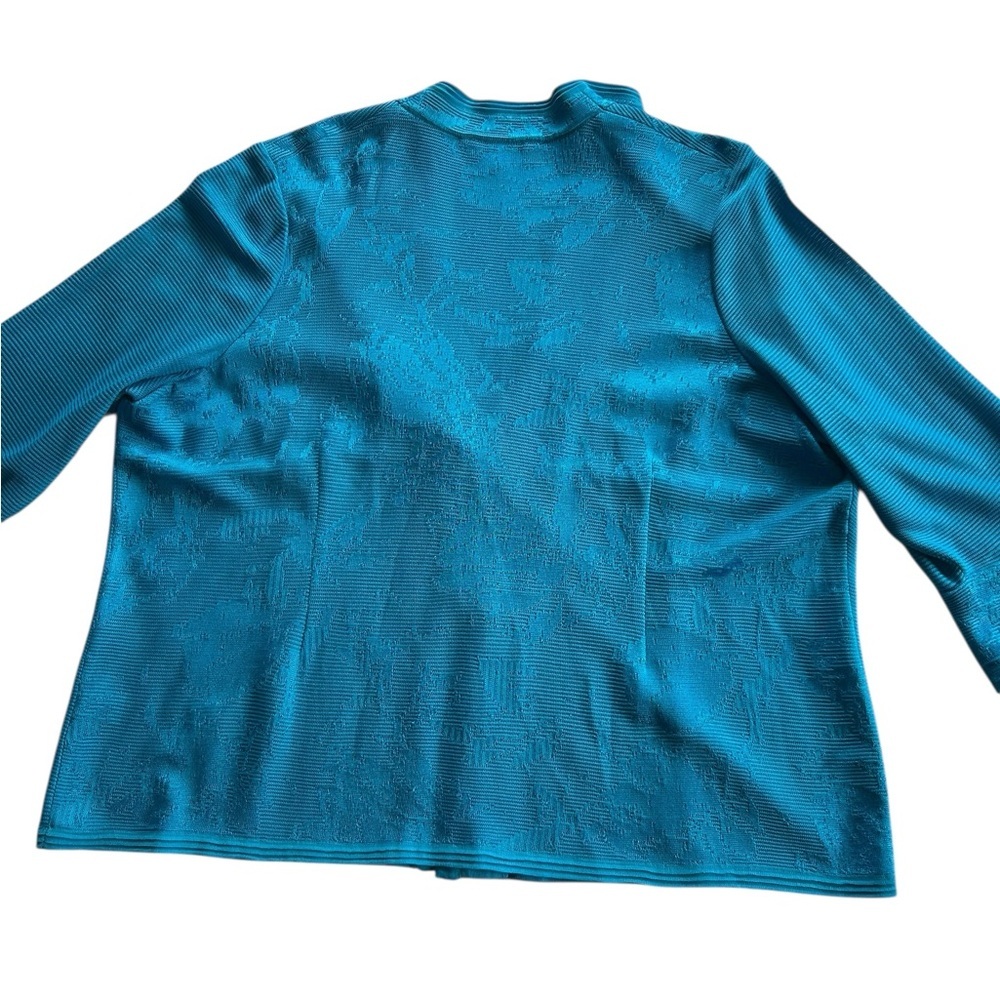 Ming Wang Vibrant Blue Textured Tonal Knit Split sleeve Jacket Size 2X - Picture 9 of 14